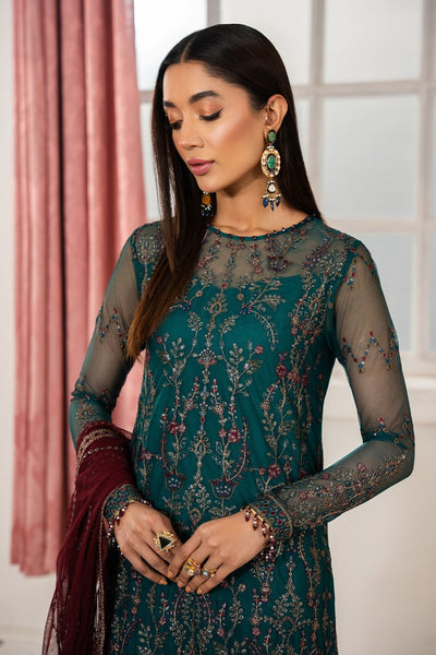 Zarif | Heer Formals | Z-06 NUHA-Brand:Zarif-Type:Ladies Clothes-Dark Teal-Net-House of Maryam- Buy in UK, USA