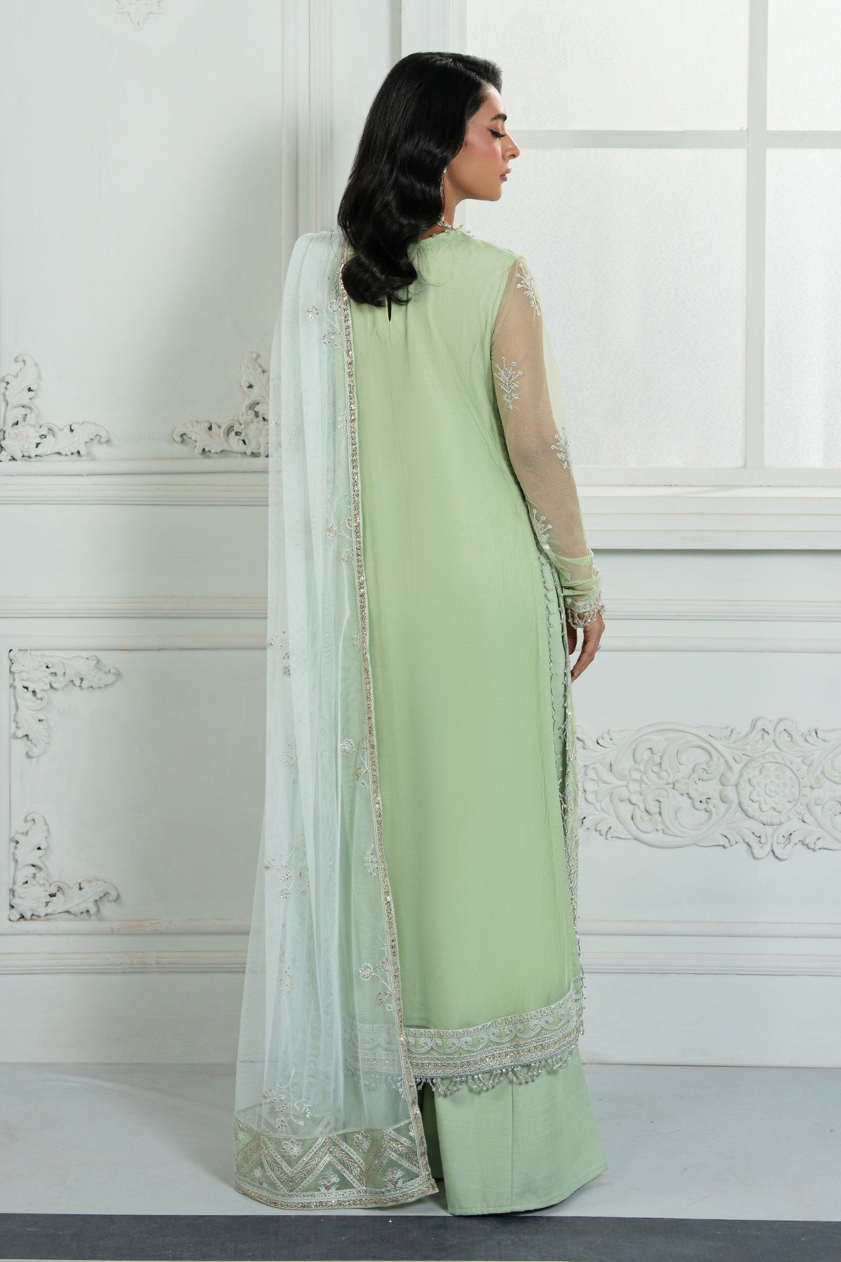 Zarif | Inara Formals | ZRI-04 YASMIN-Brand:Zarif-Type:Ladies Clothes-Mint Green-Net-House of Maryam- Buy in UK, USA