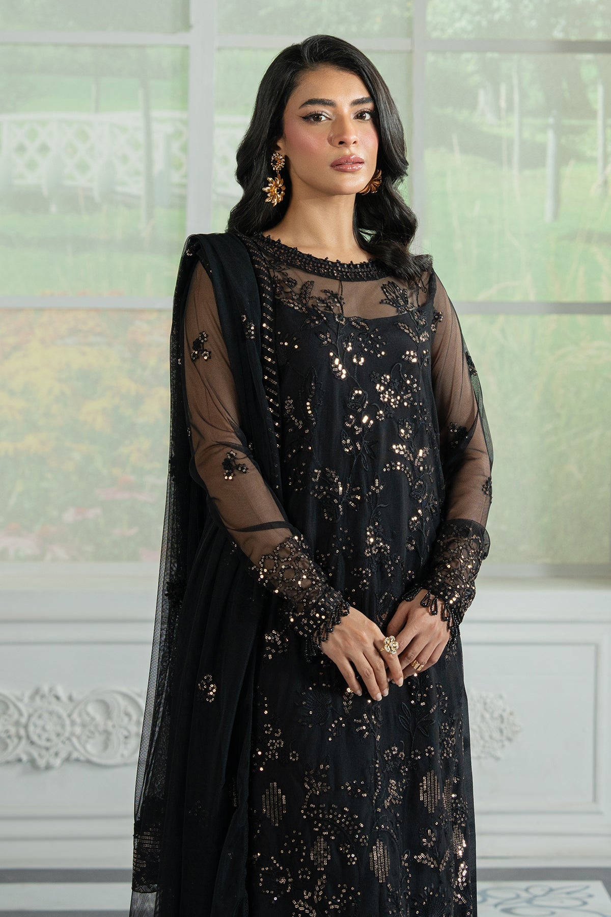 Zarif | Inara Formals | ZRI-05 BEYZA-Brand:Zarif-Type:Ladies Clothes-Black-Net-House of Maryam- Buy in UK, USA