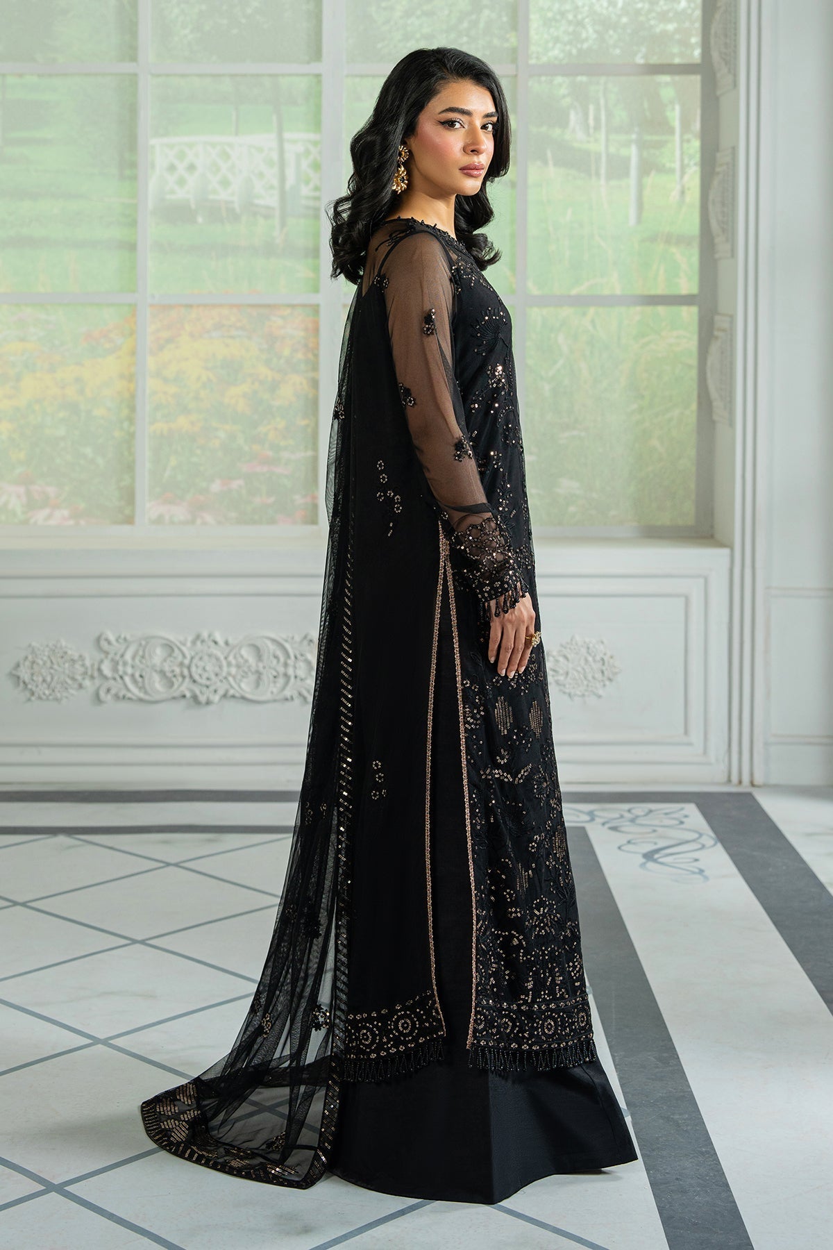 Zarif | Inara Formals | ZRI-05 BEYZA-Brand:Zarif-Type:Ladies Clothes-Black-Net-House of Maryam- Buy in UK, USA
