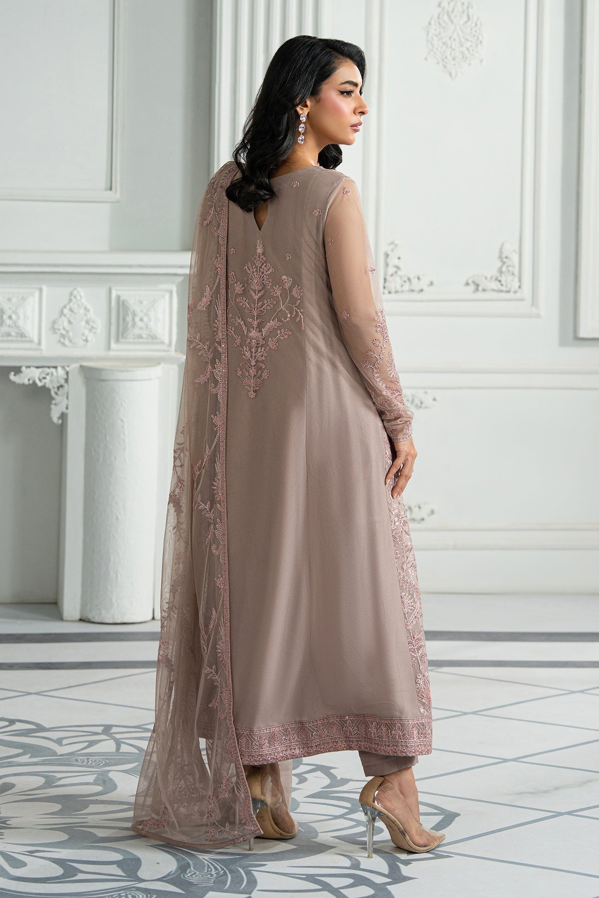 Zarif | Inara Formals | ZRI-06 HAYDA-Brand:Zarif-Type:Ladies Clothes-Pinkish Gray-Net-House of Maryam- Buy in UK, USA