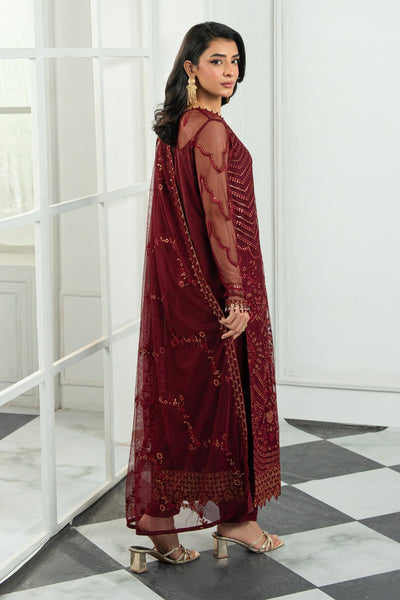 Zarif | Inara Formals | ZRI-08 EYMEN-Brand:Zarif-Type:Ladies Clothes-Maroon-Net-House of Maryam- Buy in UK, USA