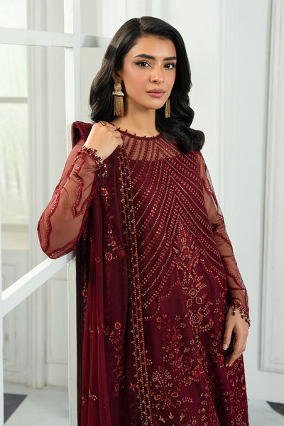 Zarif | Inara Formals | ZRI-08 EYMEN-Brand:Zarif-Type:Ladies Clothes-Maroon-Net-House of Maryam- Buy in UK, USA