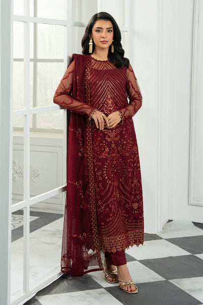 Zarif | Inara Formals | ZRI-08 EYMEN-Brand:Zarif-Type:Ladies Clothes-Maroon-Net-House of Maryam- Buy in UK, USA