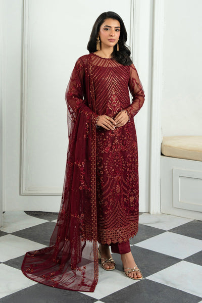 Zarif | Inara Formals | ZRI-08 EYMEN-Brand:Zarif-Type:Ladies Clothes-Maroon-Net-House of Maryam- Buy in UK, USA