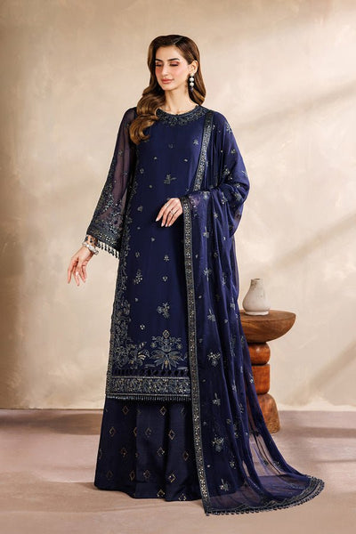 Zarif | Zayrah Formals | ZYR-AFSHAAN-07-Brand:Zarif-Type:Ladies Clothes-Dark Navy Blue-Chiffon-House of Maryam- Buy in UK, USA