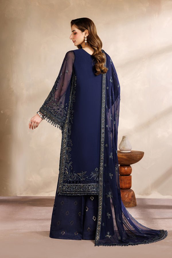 Zarif | Zayrah Formals | ZYR-AFSHAAN-07-Brand:Zarif-Type:Ladies Clothes-Dark Navy Blue-Chiffon-House of Maryam- Buy in UK, USA