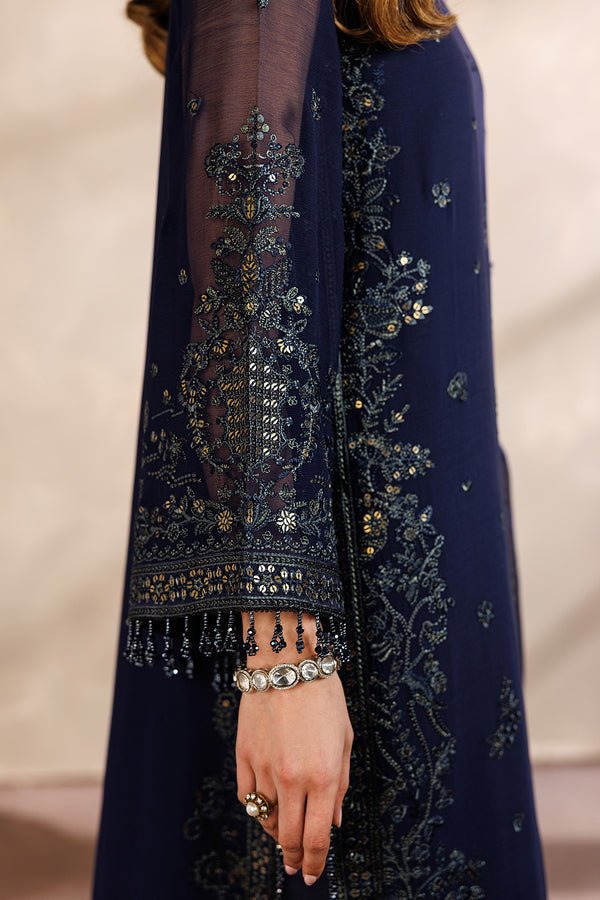 Zarif | Zayrah Formals | ZYR-AFSHAAN-07-Brand:Zarif-Type:Ladies Clothes-Dark Navy Blue-Chiffon-House of Maryam- Buy in UK, USA