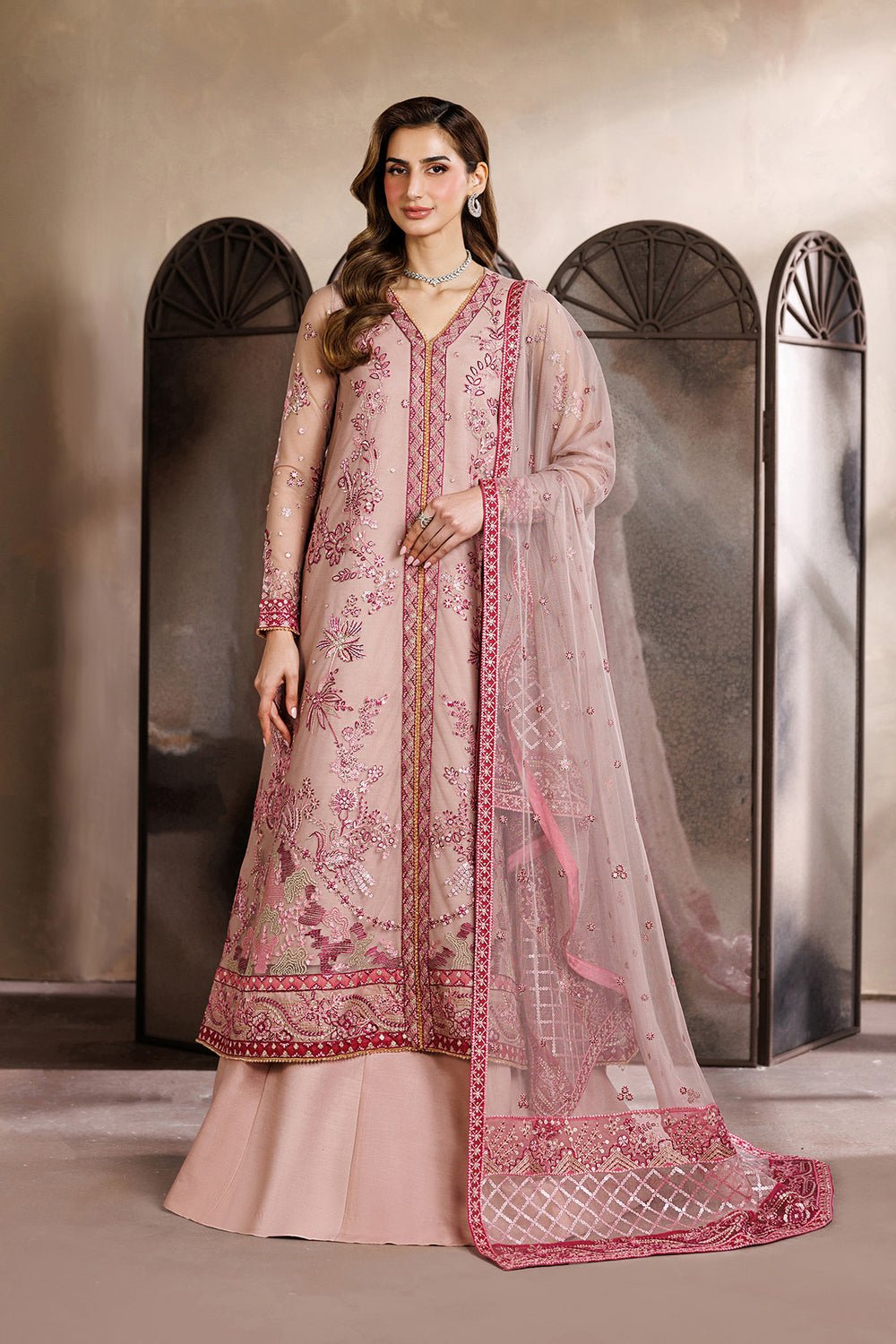 Zarif | Zayrah Formals | ZYR-PARISA-02-Brand:Zarif-Type:Ladies Clothes-Pink-Net-House of Maryam- Buy in UK, USA
