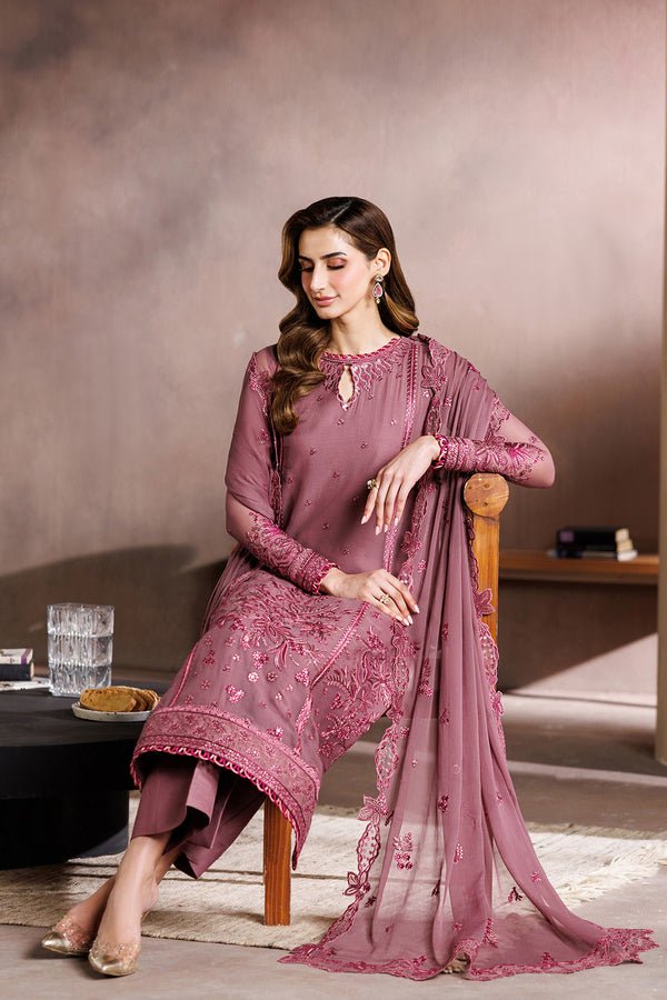 Zarif | Zayrah Formals | ZYR-SAAZ-04-Brand:Zarif-Type:Ladies Clothes-Brownish Purple-Chiffon-House of Maryam- Buy in UK, USA