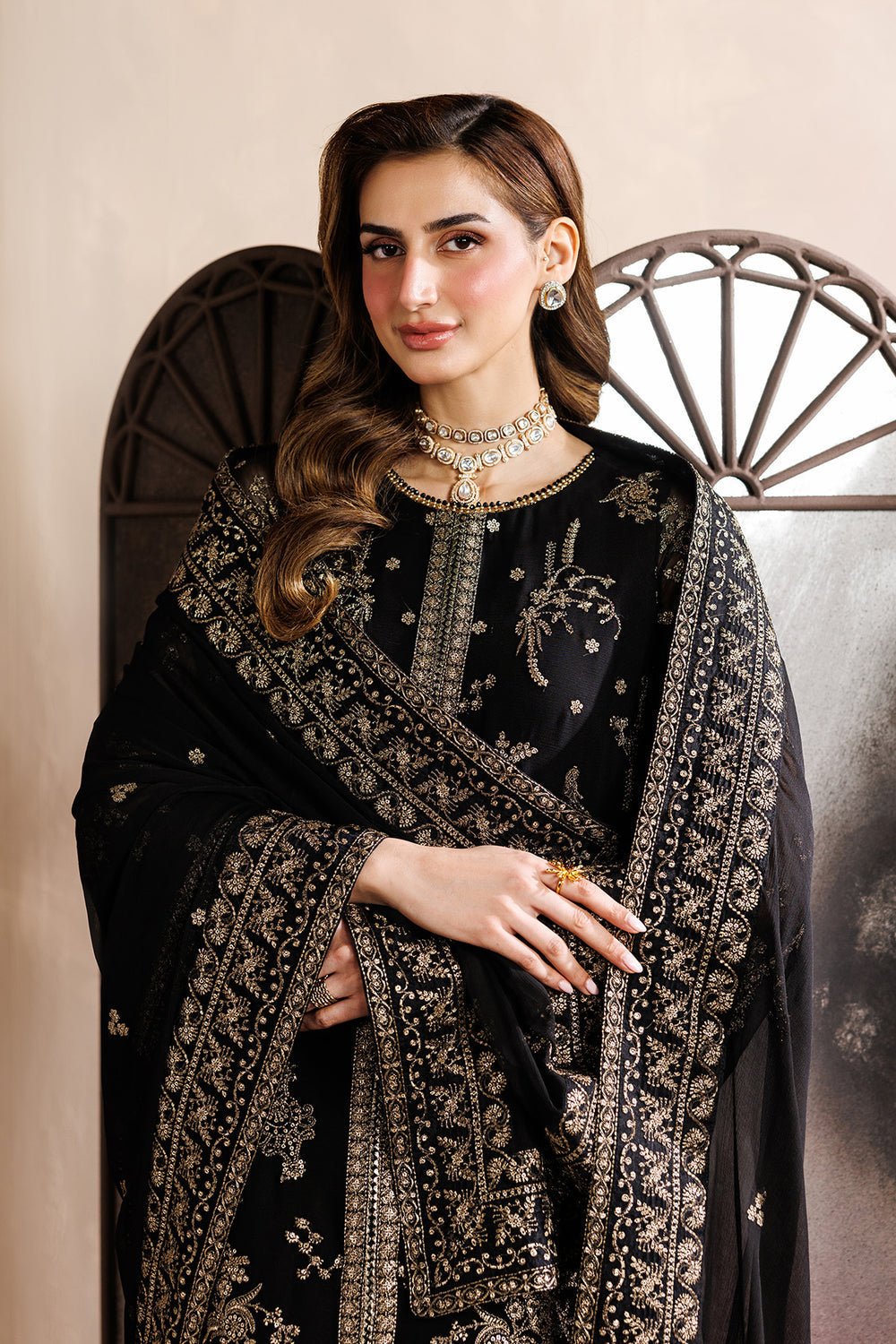 Zarif | Zayrah Formals | ZYR-SUMBUL-05-Brand:Zarif-Type:Ladies Clothes-Black-Chiffon-House of Maryam- Buy in UK, USA