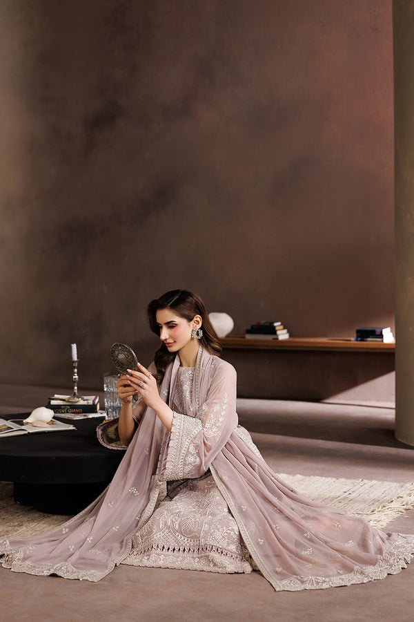 Zarif | Zayrah Formals | ZYR-SUNEHRI-08-Brand:Zarif-Type:Ladies Clothes-Oyster Pink-Chiffon-House of Maryam- Buy in UK, USA