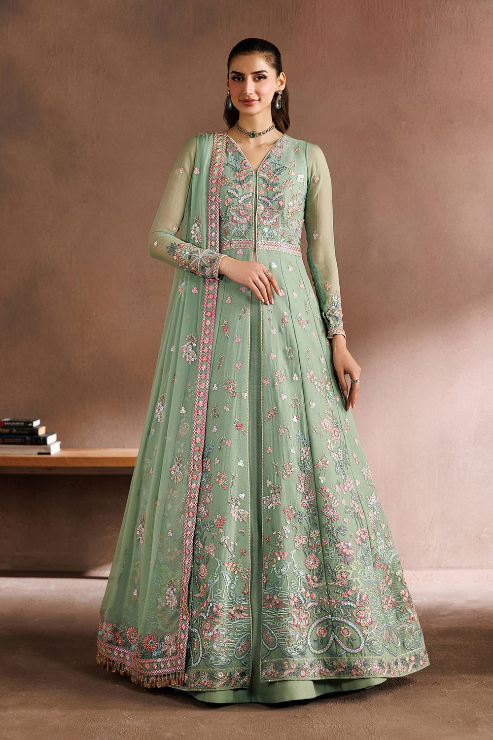 Zarif | Zayrah Formals | ZYR-SURILI-06-Brand:Zarif-Type:Ladies Clothes-Sea Green-Chiffon-House of Maryam- Buy in UK, USA