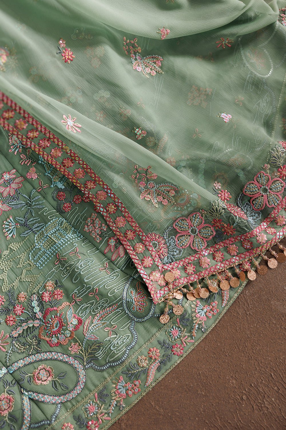 Zarif | Zayrah Formals | ZYR-SURILI-06-Brand:Zarif-Type:Ladies Clothes-Sea Green-Chiffon-House of Maryam- Buy in UK, USA