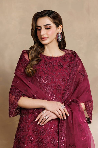 Zarif | Zayrah Formals | ZYR-SURKH-01-Brand:Zarif-Type:Ladies Clothes-Maroon-Organza-House of Maryam- Buy in UK, USA