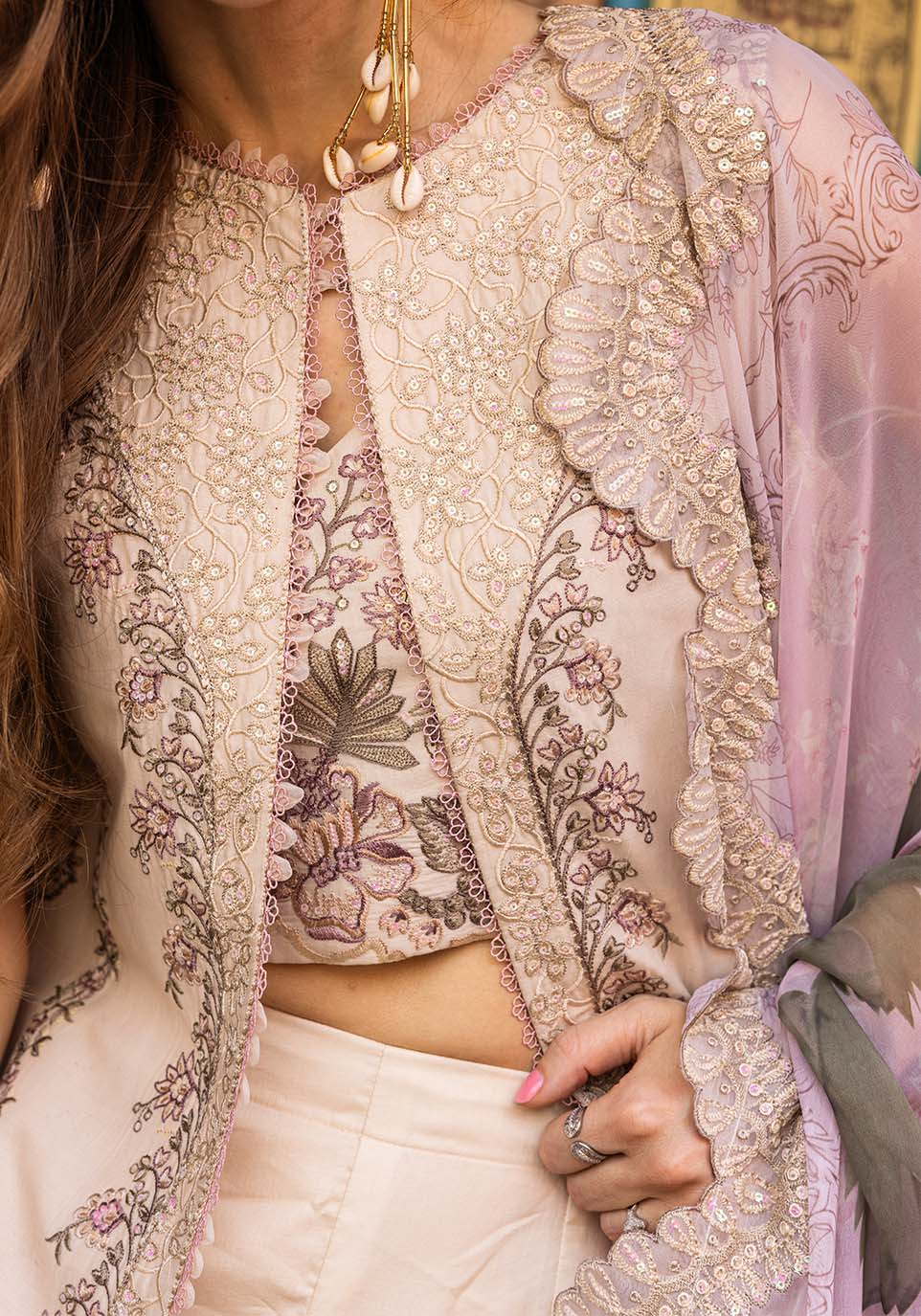Zarqash | Luxury Lawn 25 | ZQLU 002 Ambrose-Brand:Zarqash-Type:Ladies Clothes-Ivory-Lawn-House of Maryam- Buy in UK, USA