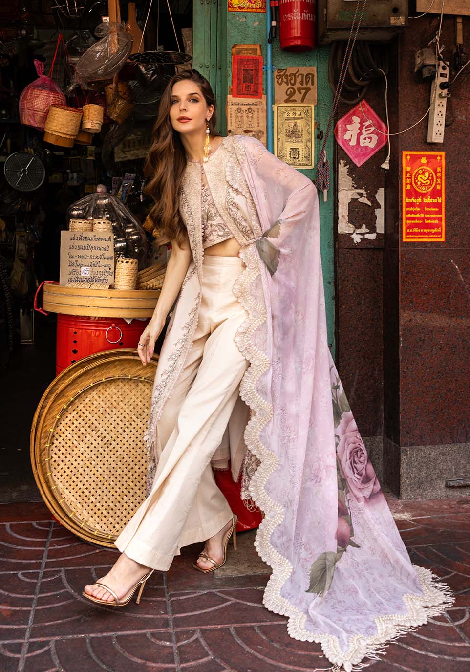 Zarqash | Luxury Lawn 25 | ZQLU 002 Ambrose-Brand:Zarqash-Type:Ladies Clothes-Ivory-Lawn-House of Maryam- Buy in UK, USA