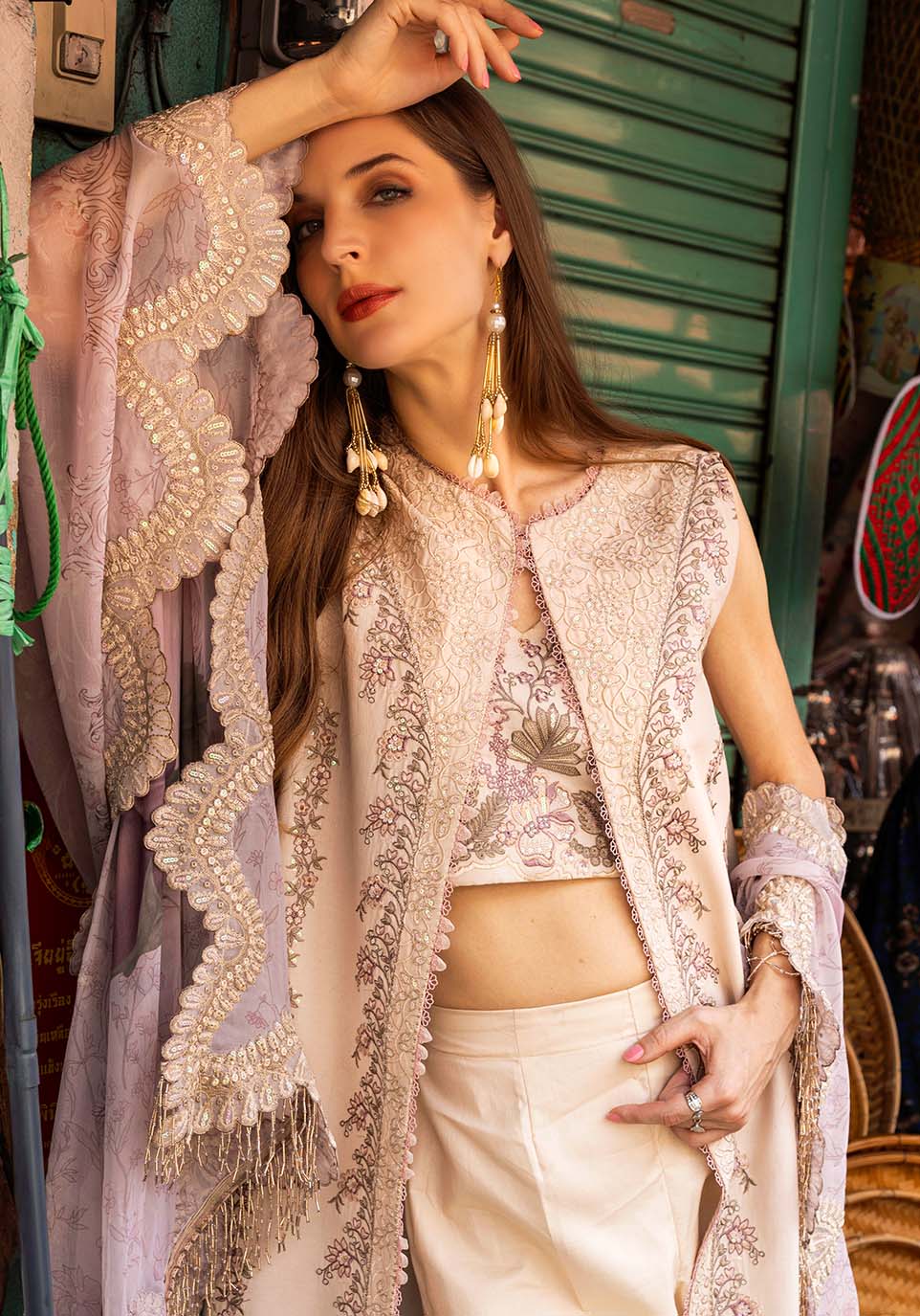 Zarqash | Luxury Lawn 25 | ZQLU 002 Ambrose-Brand:Zarqash-Type:Ladies Clothes-Ivory-Lawn-House of Maryam- Buy in UK, USA