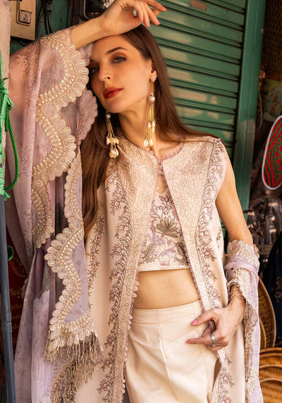 Zarqash | Luxury Lawn 25 | ZQLU 002 Ambrose-Brand:Zarqash-Type:Ladies Clothes-Ivory-Lawn-House of Maryam- Buy in UK, USA