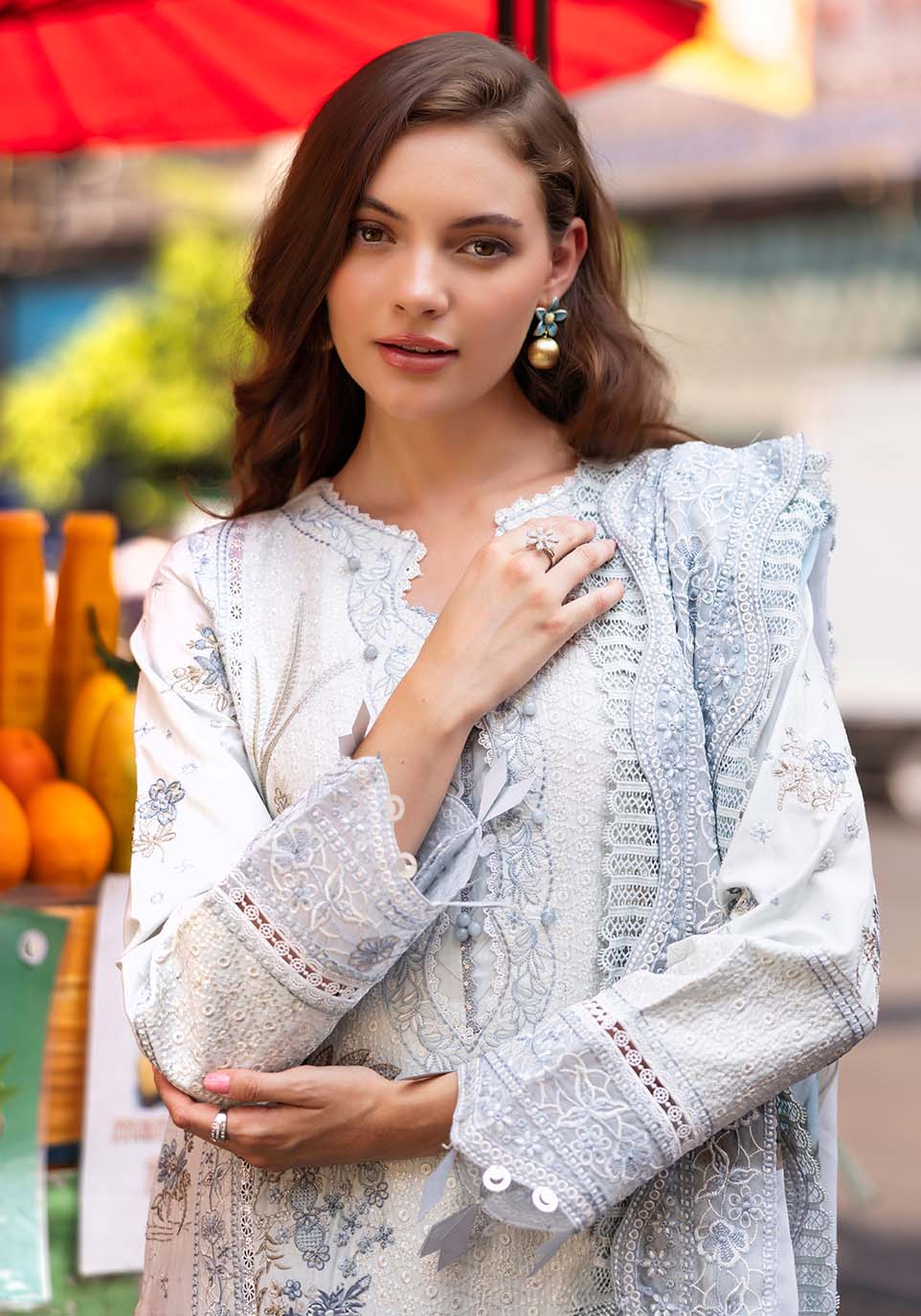 Zarqash | Luxury Lawn 25 | ZQLU 003 ANNE-Brand:Zarqash-Type:Ladies Clothes-Off White-Lawn-House of Maryam- Buy in UK, USA