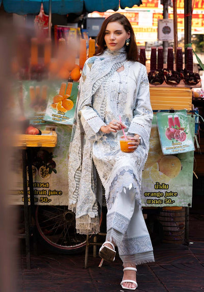 Zarqash | Luxury Lawn 25 | ZQLU 003 ANNE-Brand:Zarqash-Type:Ladies Clothes-Off White-Lawn-House of Maryam- Buy in UK, USA