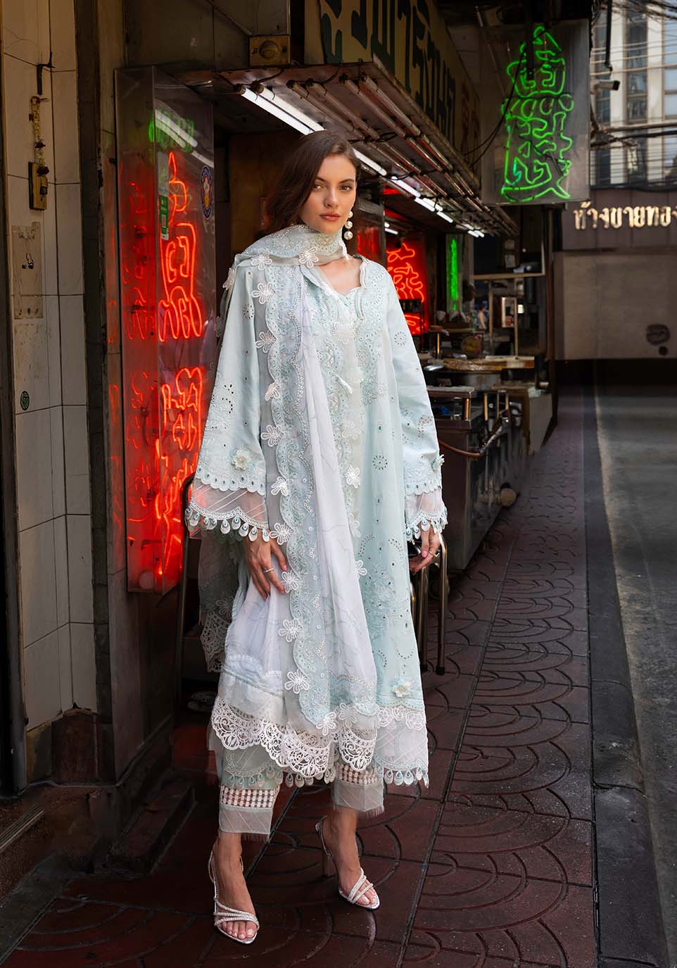 Zarqash | Luxury Lawn 25 | ZQLU 004 CECILY-Brand:Zarqash-Type:Ladies Clothes-Ice Blue-Lawn-House of Maryam- Buy in UK, USA