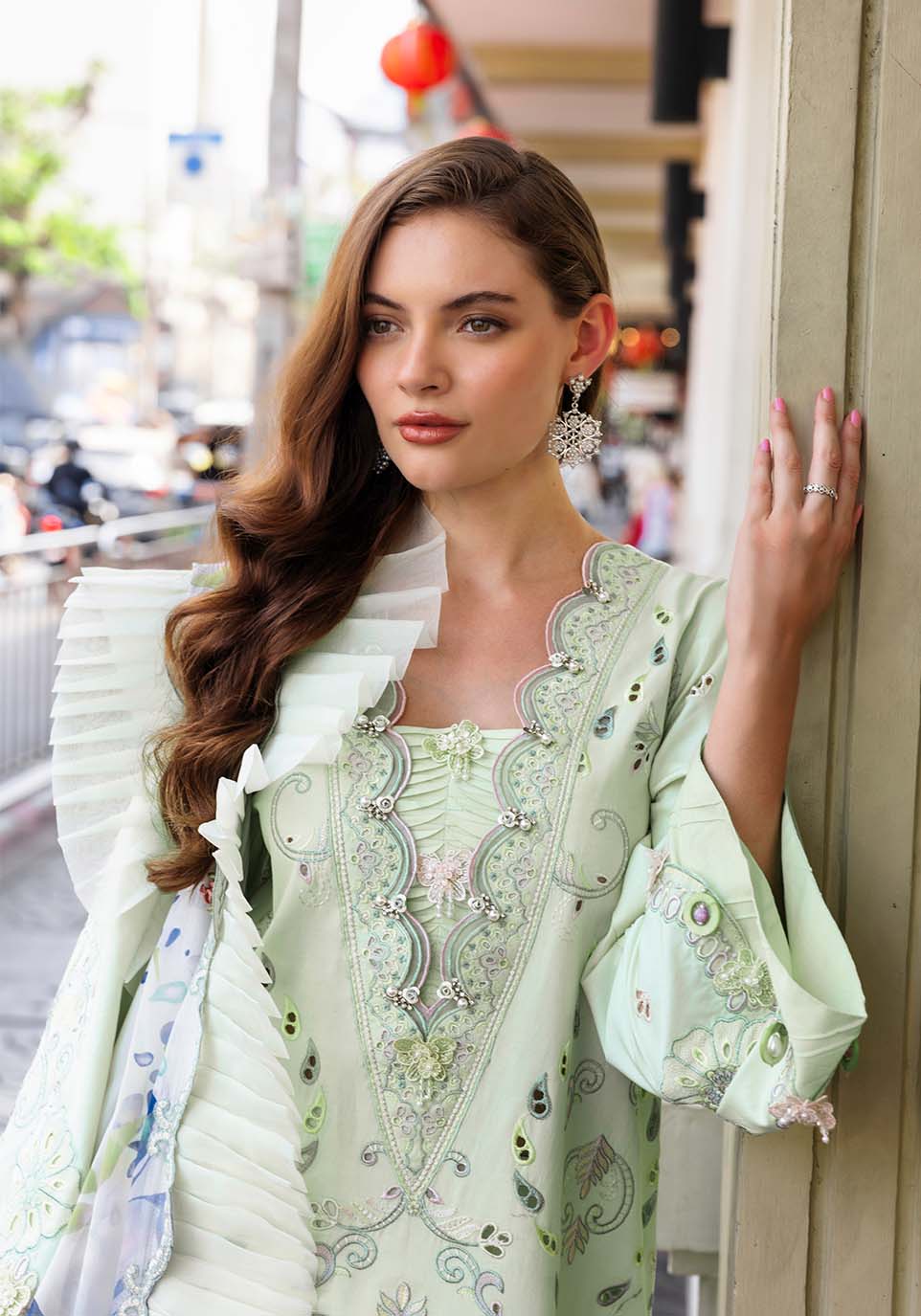 Zarqash | Luxury Lawn 25 | ZQLU 005 ELLIS-Brand:Zarqash-Type:Ladies Clothes-Mint Green-Lawn-House of Maryam- Buy in UK, USA