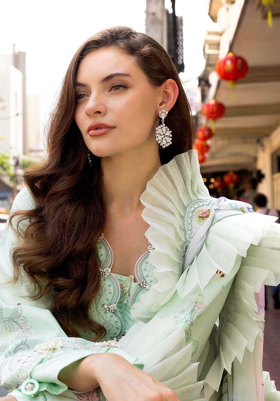 Zarqash | Luxury Lawn 25 | ZQLU 005 ELLIS-Brand:Zarqash-Type:Ladies Clothes-Mint Green-Lawn-House of Maryam- Buy in UK, USA