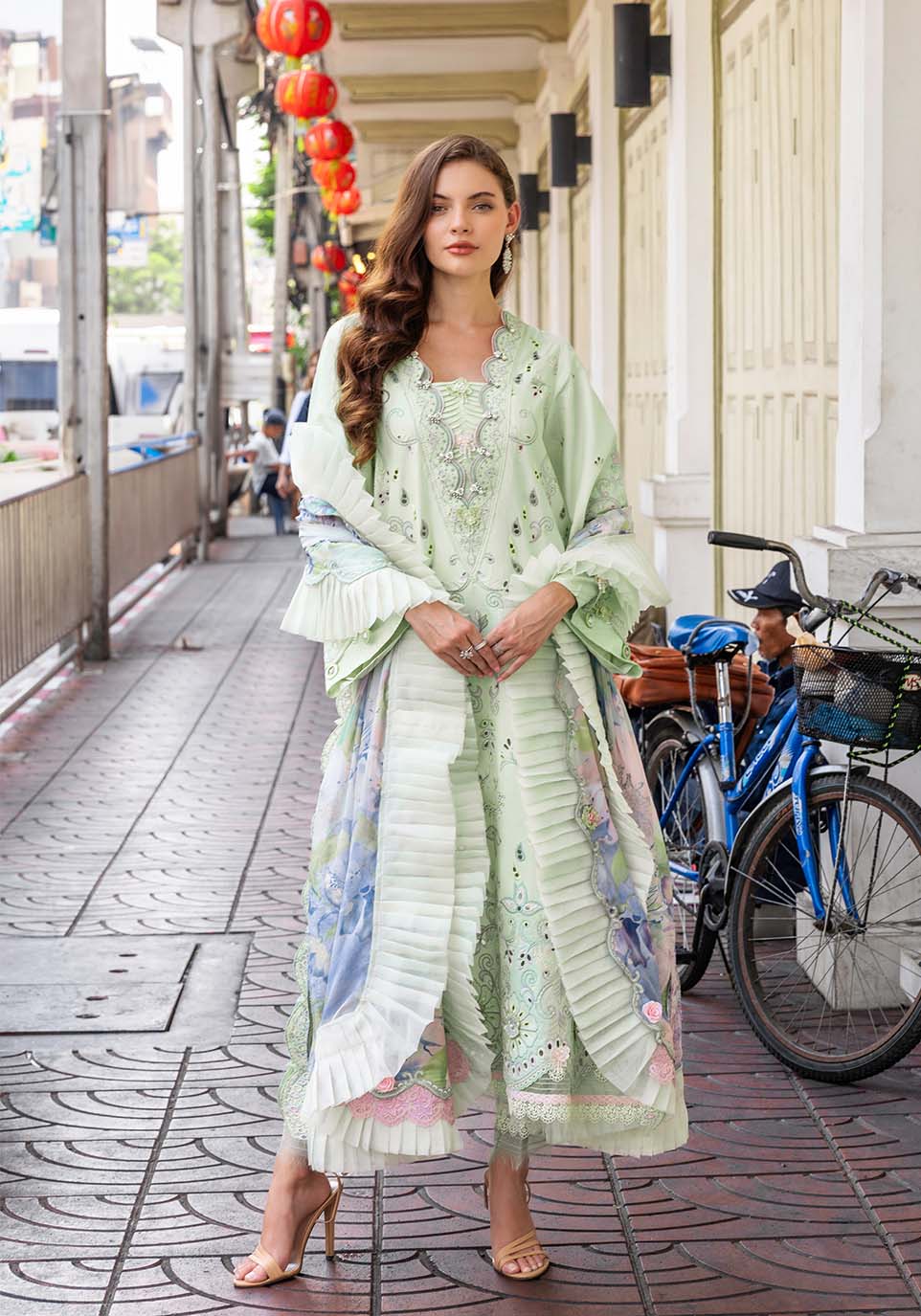 Zarqash | Luxury Lawn 25 | ZQLU 005 ELLIS-Brand:Zarqash-Type:Ladies Clothes-Mint Green-Lawn-House of Maryam- Buy in UK, USA