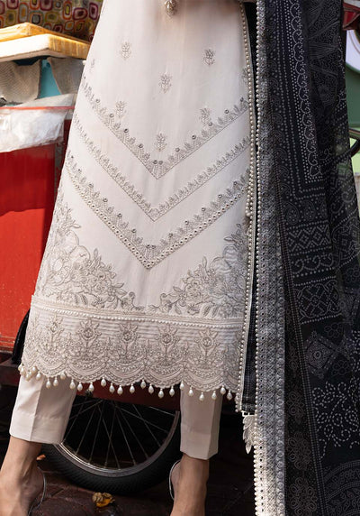 Zarqash | Luxury Lawn 25 | ZQLU 007 SIERRA-Brand:Zarqash-Type:Ladies Clothes-Off White-Lawn-House of Maryam- Buy in UK, USA