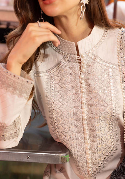 Zarqash | Luxury Lawn 25 | ZQLU 007 SIERRA-Brand:Zarqash-Type:Ladies Clothes-Off White-Lawn-House of Maryam- Buy in UK, USA