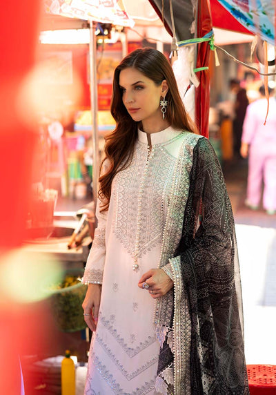 Zarqash | Luxury Lawn 25 | ZQLU 007 SIERRA-Brand:Zarqash-Type:Ladies Clothes-Off White-Lawn-House of Maryam- Buy in UK, USA