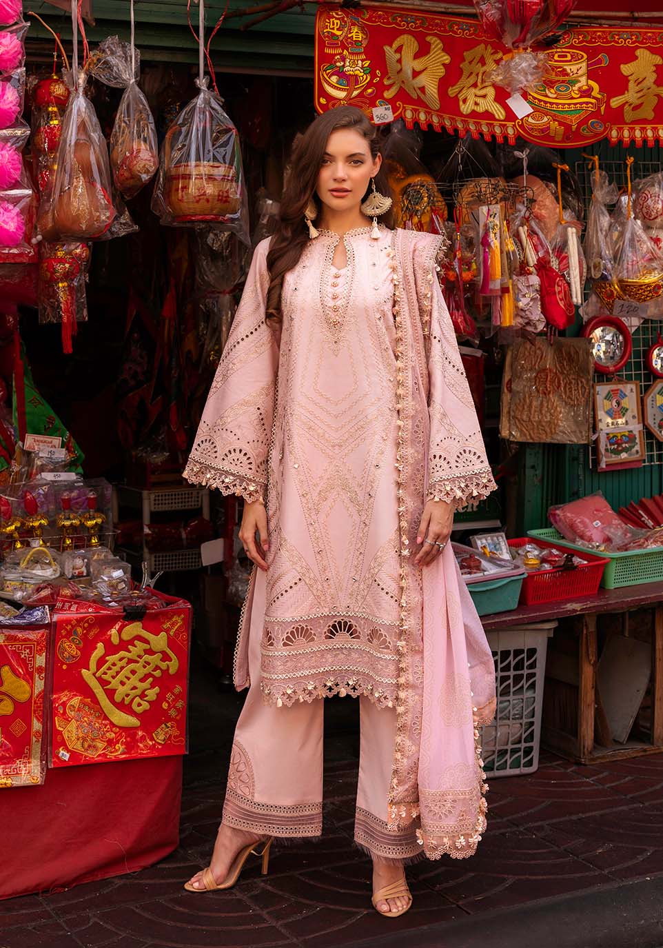 Zarqash | Luxury Lawn 25 | ZQLU 008 ROSEMARY-Brand:Zarqash-Type:Ladies Clothes-Pink-Lawn-House of Maryam- Buy in UK, USA
