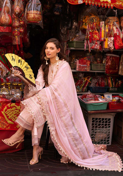 Zarqash | Luxury Lawn 25 | ZQLU 008 ROSEMARY-Brand:Zarqash-Type:Ladies Clothes-Pink-Lawn-House of Maryam- Buy in UK, USA