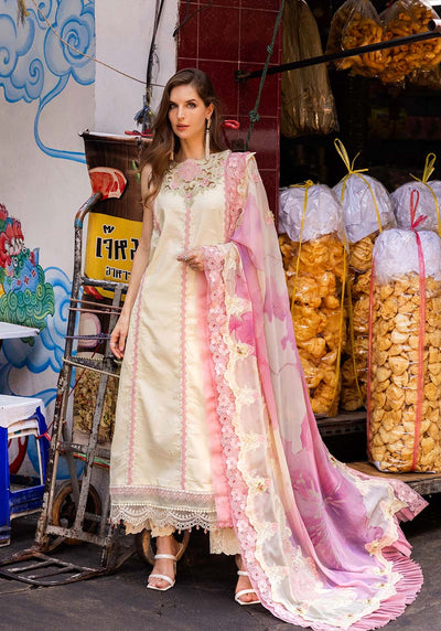 Zarqash | Luxury Lawn 25 | ZQLU 009 LAYLA-Brand:Zarqash-Type:Ladies Clothes-Lemon Yellow-Lawn-House of Maryam- Buy in UK, USA