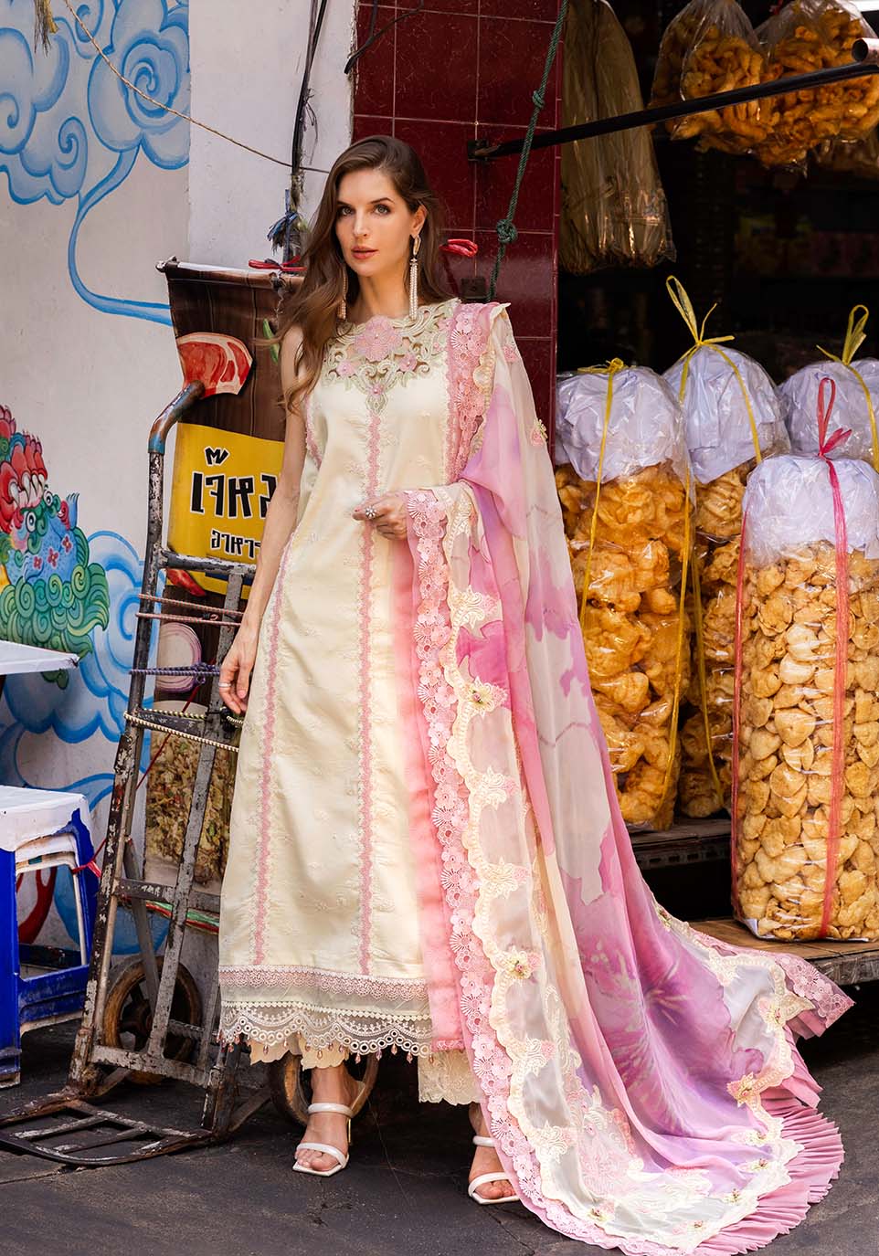 Zarqash | Luxury Lawn 25 | ZQLU 009 LAYLA-Brand:Zarqash-Type:Ladies Clothes-Lemon Yellow-Lawn-House of Maryam- Buy in UK, USA
