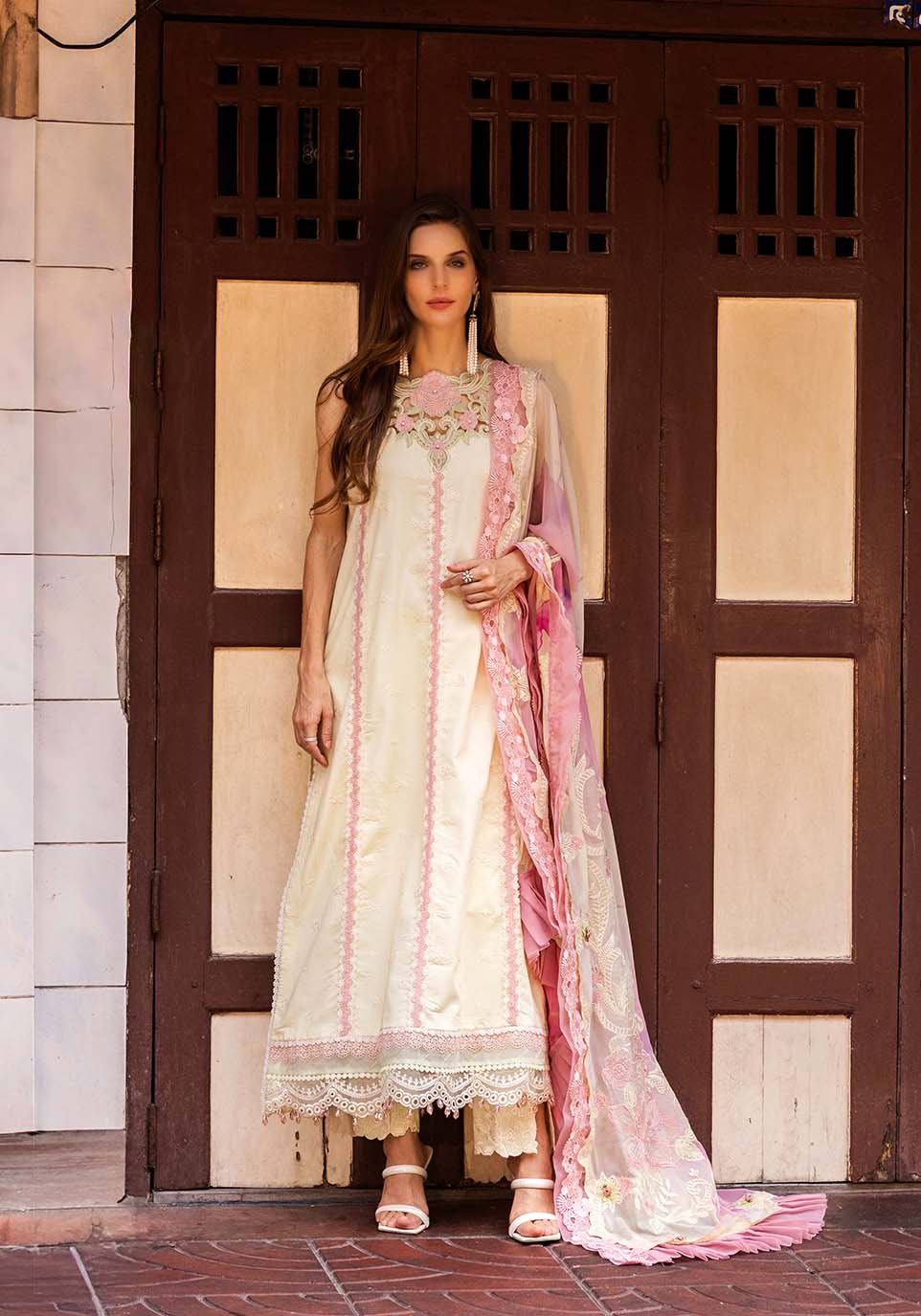 Zarqash | Luxury Lawn 25 | ZQLU 009 LAYLA-Brand:Zarqash-Type:Ladies Clothes-Lemon Yellow-Lawn-House of Maryam- Buy in UK, USA