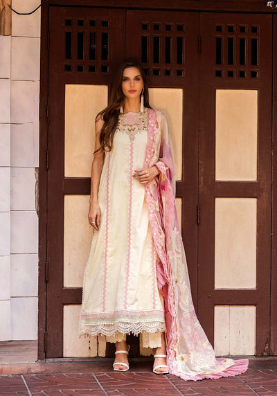 Zarqash | Luxury Lawn 25 | ZQLU 009 LAYLA-Brand:Zarqash-Type:Ladies Clothes-Lemon Yellow-Lawn-House of Maryam- Buy in UK, USA