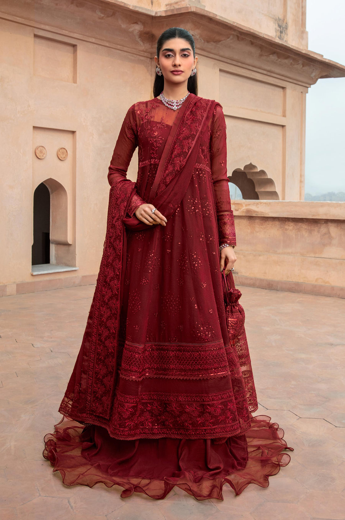 Zeen | Azalea Collection | Merlot by Designer Zeen - House of Maryam - Pakistani Designer Ethnic Wear in {{ shop.shopifyCountryName }}